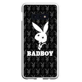Чехол для Samsung S10E с принтом Bad boy в Тюмени, Силикон | Область печати: задняя сторона чехла, без боковых панелей | bad boy | bite | bow tie | broken | cool | ear | fighter | logo | man | playboy | rabbit | sign | symbol | white | белый | битый | боец | галстук бабочка | знак | кролик | логотип | любовь | мальчик | мужчина | откушенное | прикольный | сим
