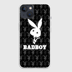 Чехол для iPhone 13 с принтом Bad boy в Тюмени,  |  | bad boy | bite | bow tie | broken | cool | ear | fighter | logo | man | playboy | rabbit | sign | symbol | white | белый | битый | боец | галстук бабочка | знак | кролик | логотип | любовь | мальчик | мужчина | откушенное | прикольный | сим