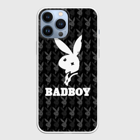 Чехол для iPhone 13 Pro Max с принтом Bad boy в Тюмени,  |  | bad boy | bite | bow tie | broken | cool | ear | fighter | logo | man | playboy | rabbit | sign | symbol | white | белый | битый | боец | галстук бабочка | знак | кролик | логотип | любовь | мальчик | мужчина | откушенное | прикольный | сим