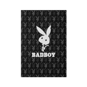Обложка для паспорта матовая кожа с принтом Bad boy в Тюмени, натуральная матовая кожа | размер 19,3 х 13,7 см; прозрачные пластиковые крепления | Тематика изображения на принте: bad boy | bite | bow tie | broken | cool | ear | fighter | logo | man | playboy | rabbit | sign | symbol | white | белый | битый | боец | галстук бабочка | знак | кролик | логотип | любовь | мальчик | мужчина | откушенное | прикольный | сим