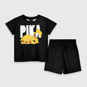 Детский костюм с шортами 3D с принтом Пика в Тюмени,  |  | Тематика изображения на принте: pikachu | pokeball | pokemon | пикачу | покебол | покемоны