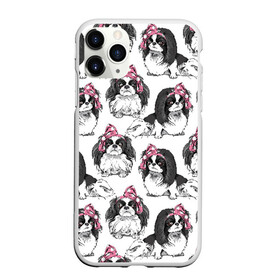 Чехол для iPhone 11 Pro матовый с принтом Японские хины в Тюмени, Силикон |  | animal | bow | cute | dog | funny | gentle | gray | heart | muzzle | pink | white | бант | белый | животное | забавный | милый | нежный | розовый | сердце | серый | собака