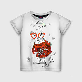 Детская футболка 3D с принтом Let it snow в Тюмени, 100% гипоаллергенный полиэфир | прямой крой, круглый вырез горловины, длина до линии бедер, чуть спущенное плечо, ткань немного тянется | Тематика изображения на принте: 