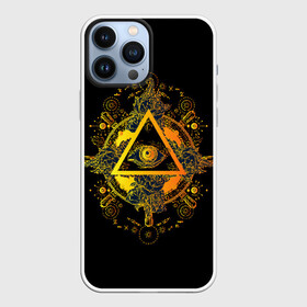 Чехол для iPhone 13 Pro Max с принтом Всевидящее око в Тюмени,  |  | black | esoteric | eye | mystic | occult | orange | symbol | triangle | yellow | глаз | желтый | мистика | оккультизм | око | оранжевый | символ | треугольник | черный | эзотерика