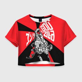 Женская футболка Cropp-top с принтом Godzilla (JAPAN) в Тюмени, 100% полиэстер | круглая горловина, длина футболки до линии талии, рукава с отворотами | anime | godzilla | japan | аниме | годзила | годзилла | япония