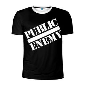 Мужская футболка 3D спортивная с принтом Public Enemy в Тюмени, 100% полиэстер с улучшенными характеристиками | приталенный силуэт, круглая горловина, широкие плечи, сужается к линии бедра | public enemy | rap | реп | рэп