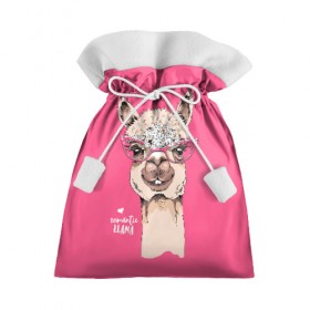 Подарочный 3D мешок с принтом Romantic llama в Тюмени, 100% полиэстер | Размер: 29*39 см | alpaca | animal | cool | flowers | head | heart | inscription | llama | look | pink | romance | альпака | взгляд | голова | животное | лама | любовь | надпись | очки | прикольный | розовые | романтика | сердце | цветы