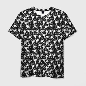 Мужская футболка 3D с принтом ЪУЪ в Тюмени, 100% полиэфир | прямой крой, круглый вырез горловины, длина до линии бедер | cursed cat | meme | pattern | truxkot19 | кот мем | мем с котом | мемы | паттерн | прикол | съука | черный кот | ъуъ съука | юмор