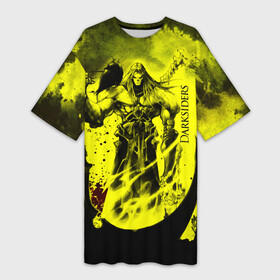 Платье-футболка 3D с принтом Darksiders в Тюмени,  |  | 3d | action rpg | darksiders | апокалипсис | война | всадник | игра | компьютерная | монстры | секира | слешер