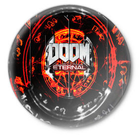 Значок с принтом DOOM ETERNAL в Тюмени,  металл | круглая форма, металлическая застежка в виде булавки | Тематика изображения на принте: doom | doom eternal | game | дум