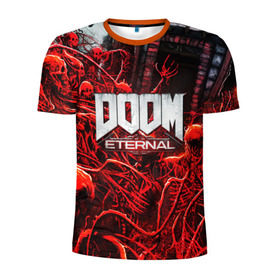 Мужская футболка 3D спортивная с принтом DOOM ETERNAL в Тюмени, 100% полиэстер с улучшенными характеристиками | приталенный силуэт, круглая горловина, широкие плечи, сужается к линии бедра | doom | doom eternal | game | дум