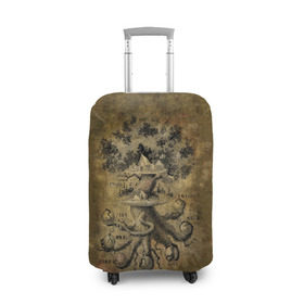 Чехол для чемодана 3D с принтом Дерево жизни в Тюмени, 86% полиэфир, 14% спандекс | двустороннее нанесение принта, прорези для ручек и колес | 3d | 9 миров | абстракция | арт | дерево жизни | индраксиль | песочный