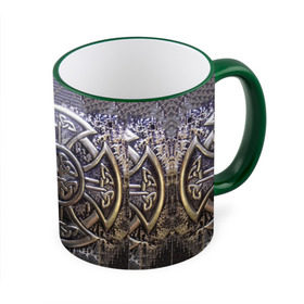 Кружка с принтом Кельтские узоры в Тюмени, керамика | ёмкость 330 мл | 3d | абстракция | арт | желтый | кельтские узоры | на металле | черный