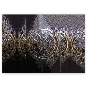 Поздравительная открытка с принтом Кельтские узоры в Тюмени, 100% бумага | плотность бумаги 280 г/м2, матовая, на обратной стороне линовка и место для марки
 | Тематика изображения на принте: 3d | абстракция | арт | желтый | кельтские узоры | на металле | черный