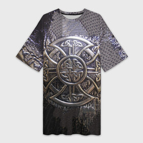 Платье-футболка 3D с принтом Кельтские узоры в Тюмени,  |  | 3d | абстракция | арт | желтый | кельтские узоры | на металле | черный