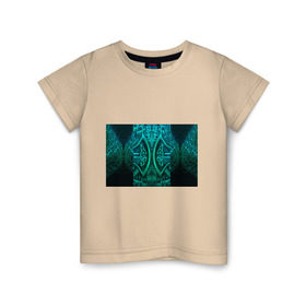 Детская футболка хлопок с принтом Кельтские узоры в Тюмени, 100% хлопок | круглый вырез горловины, полуприлегающий силуэт, длина до линии бедер | 3d | абстракция | арт | желтый | кельтские узоры | на металле | чеканка | черный