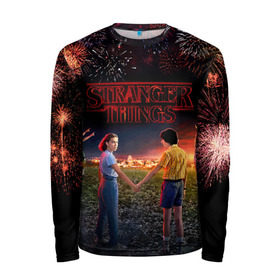 Мужской лонгслив 3D с принтом STRANGER THINGS в Тюмени, 100% полиэстер | длинные рукава, круглый вырез горловины, полуприлегающий силуэт | 011 | down | eleven | netflix | season | series | strange | stranger | things | upside | дела | дина | загадочные | монстр | монстры | одиннадцать | очень | сезон | сериал | сериалы | события | странные | ужасы