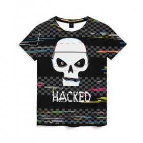 Женская футболка 3D с принтом Hacked в Тюмени, 100% полиэфир ( синтетическое хлопкоподобное полотно) | прямой крой, круглый вырез горловины, длина до линии бедер | hacker | hacknet | взлом | виртуальность | кибер | киберпанк | программист | хакер
