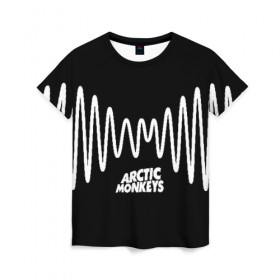 Женская футболка 3D с принтом ARCTIC MONKEYS в Тюмени, 100% полиэфир ( синтетическое хлопкоподобное полотно) | прямой крой, круглый вырез горловины, длина до линии бедер | arctic monkeys | арктик манкис | арктические мартышки