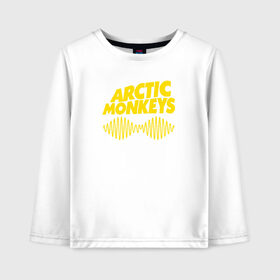 Детский лонгслив хлопок с принтом ARCTIC MONKEYS в Тюмени, 100% хлопок | круглый вырез горловины, полуприлегающий силуэт, длина до линии бедер | arctic monkeys | арктик манкис | арктические мартышки