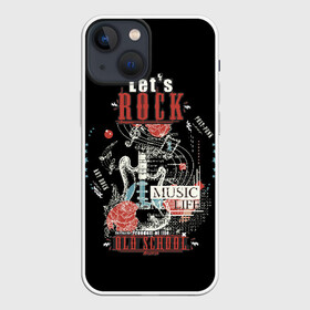 Чехол для iPhone 13 mini с принтом Let s Rock в Тюмени,  |  | come on rock | cool | electric guitar | flower | freedom | inscription | life | music | old | poster | punk | school | slogan | sound | давай рок | жизнь | звук | крутой | музыка | надпись | ноты | панк | плакат | свобода | слоган | старая | цветок 