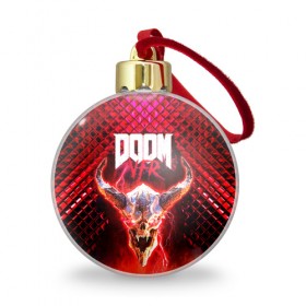 Ёлочный шар с принтом Doom Enternal в Тюмени, Пластик | Диаметр: 77 мм | 3d | doom enternal | игра | компьютерная | логотип | планета | темный | шутер