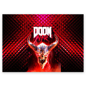 Поздравительная открытка с принтом Doom Enternal в Тюмени, 100% бумага | плотность бумаги 280 г/м2, матовая, на обратной стороне линовка и место для марки
 | Тематика изображения на принте: 3d | doom enternal | игра | компьютерная | логотип | планета | темный | шутер
