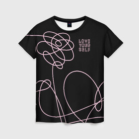 Женская футболка 3D с принтом BTS в Тюмени, 100% полиэфир ( синтетическое хлопкоподобное полотно) | прямой крой, круглый вырез горловины, длина до линии бедер | bangtan boys | beyond the scene | bts | k pop | kpop | love yourself | бтс | к поп
