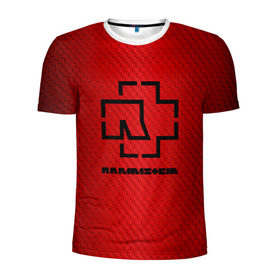 Мужская футболка 3D спортивная с принтом Rammstein. в Тюмени, 100% полиэстер с улучшенными характеристиками | приталенный силуэт, круглая горловина, широкие плечи, сужается к линии бедра | 3d | hard | logo | metal | music | rammstein | rock | вектор | геометрия | градиент | знак | иллюстрация | клетка | кубики | лого | метал | музыка | рамштайн | рок | символ | текстура