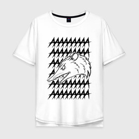 Мужская футболка хлопок Oversize с принтом Злой опосум в Тюмени, 100% хлопок | свободный крой, круглый ворот, “спинка” длиннее передней части | Тематика изображения на принте: животные | крик | опоссум
