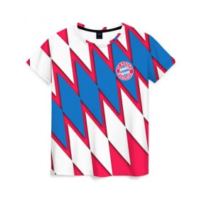 Женская футболка 3D с принтом FC Bayern Munchen 2019 в Тюмени, 100% полиэфир ( синтетическое хлопкоподобное полотно) | прямой крой, круглый вырез горловины, длина до линии бедер | Тематика изображения на принте: bayern | football | munchen | бавария | бундеслига | мюнхен | спорт | футбол | футбольный клуб