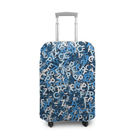 Чехол для чемодана 3D с принтом FCZP в Тюмени, 86% полиэфир, 14% спандекс | двустороннее нанесение принта, прорези для ручек и колес | fcz | белый | буквы | зенит | паттерн | питер | санкт петербург | сине бело голубые | синий | спб