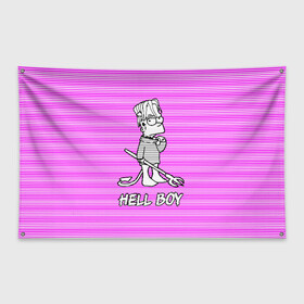 Флаг-баннер с принтом Lil Peep (Hell Boy) в Тюмени, 100% полиэстер | размер 67 х 109 см, плотность ткани — 95 г/м2; по краям флага есть четыре люверса для крепления | alone | boy | hell | hell boy | lil | lil peep | peep | rap | sad | лил пип | маленький пип | пип | реп | рэп