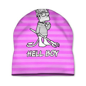 Шапка 3D с принтом Lil Peep (Hell Boy) в Тюмени, 100% полиэстер | универсальный размер, печать по всей поверхности изделия | alone | boy | hell | hell boy | lil | lil peep | peep | rap | sad | лил пип | маленький пип | пип | реп | рэп