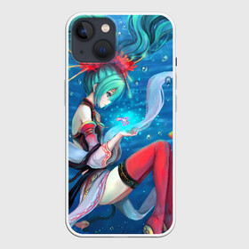 Чехол для iPhone 13 с принтом Hatsune Miku в чулках в Тюмени,  |  | anime | character | geisha | hatsune miku | japan | kimono | manga | style | аниме | вокалоид | девушки | манга | мульт | оружие | сёдзё | сериал | хатсуне мику