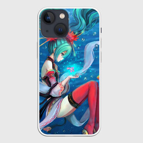 Чехол для iPhone 13 mini с принтом Hatsune Miku в чулках в Тюмени,  |  | anime | character | geisha | hatsune miku | japan | kimono | manga | style | аниме | вокалоид | девушки | манга | мульт | оружие | сёдзё | сериал | хатсуне мику