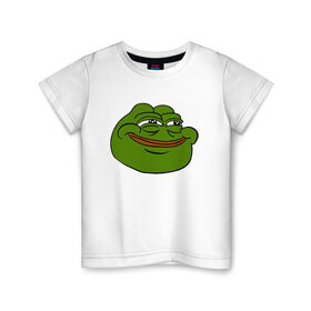 Детская футболка хлопок с принтом PepeHappy в Тюмени, 100% хлопок | круглый вырез горловины, полуприлегающий силуэт, длина до линии бедер | feels bad man | feels good man | pepe | pepe the frog | sad pepe | грустная лягушка | пепе