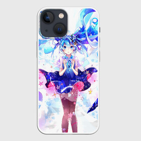 Чехол для iPhone 13 mini с принтом Хацуне Мику на красочном фоне в Тюмени,  |  | anime | character | geisha | hatsune miku | japan | kimono | manga | style | аниме | вокалоид | девушки | манга | мульт | оружие | сёдзё | сериал | хатсуне мику