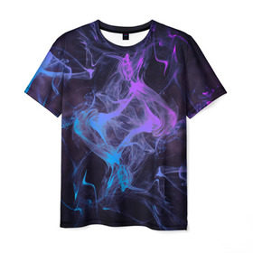 Мужская футболка 3D с принтом Неоновый дым в Тюмени, 100% полиэфир | прямой крой, круглый вырез горловины, длина до линии бедер | Тематика изображения на принте: magic | myst | neon | smoke | дым | магический эффект | неон | неоновый | облако | редактируемый | световое шоу | текстура | фон