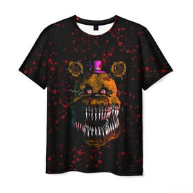 Мужская футболка 3D с принтом FNAF Nightmare в Тюмени, 100% полиэфир | прямой крой, круглый вырез горловины, длина до линии бедер | blood | five nights at freddy’s | fnaf | game | horror | игра | кровь | пять ночей у фредди | ужас | фнаф | фреди