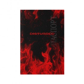 Обложка для паспорта матовая кожа с принтом DISTURBED (НА СПИНЕ) в Тюмени, натуральная матовая кожа | размер 19,3 х 13,7 см; прозрачные пластиковые крепления | disturbed | дистурбед