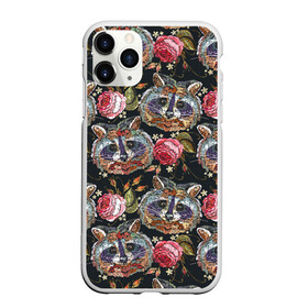 Чехол для iPhone 11 Pro Max матовый с принтом Еноты в Тюмени, Силикон |  | animals | art | drawing | embroidery | flower | raccoons | rose | touches | wild | вышивка | дикие | еноты | животные | звери | искусство | рисунок | роза | цветок | штрихи