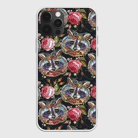 Чехол для iPhone 12 Pro Max с принтом Еноты в Тюмени, Силикон |  | animals | art | drawing | embroidery | flower | raccoons | rose | touches | wild | вышивка | дикие | еноты | животные | звери | искусство | рисунок | роза | цветок | штрихи