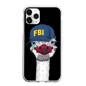 Чехол для iPhone 11 Pro матовый с принтом FBI в Тюмени, Силикон |  | beak | bird | blue | cap | fbi | funny | head | inscription | long | neck | ostrich | red | весёлый | голова | длинная | кепка | клюв | красный | надпись | птица | синяя | смешной | страус | фбр | шея