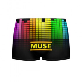 Мужские трусы 3D с принтом MUSE BAND в Тюмени, 50% хлопок, 50% полиэстер | классическая посадка, на поясе мягкая тканевая резинка | Тематика изображения на принте: muse | rock | рок