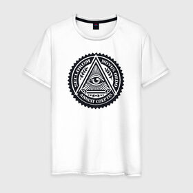 Мужская футболка хлопок с принтом Новый мировой порядок в Тюмени, 100% хлопок | прямой крой, круглый вырез горловины, длина до линии бедер, слегка спущенное плечо. | всевидящее око | глаз | дельта | доллар | иллюминаты | масонство | масоны