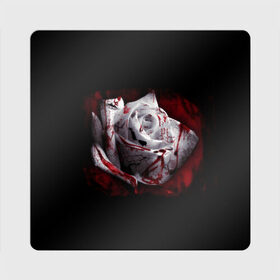 Магнит виниловый Квадрат с принтом Кровавая роза в Тюмени, полимерный материал с магнитным слоем | размер 9*9 см, закругленные углы | брызги | кровавая роза | кровь | роза | цветы