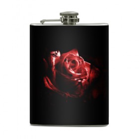 Фляга с принтом Кровавая роза в Тюмени, металлический корпус | емкость 0,22 л, размер 125 х 94 мм. Виниловая наклейка запечатывается полностью | брызги | кровавая роза | кровь | роза | цветы