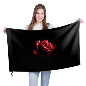 Флаг 3D с принтом Кровавая роза в Тюмени, 100% полиэстер | плотность ткани — 95 г/м2, размер — 67 х 109 см. Принт наносится с одной стороны | брызги | кровавая роза | кровь | роза | цветы
