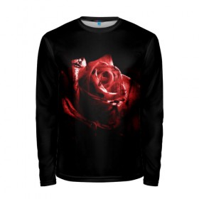 Мужской лонгслив 3D с принтом Кровавая роза в Тюмени, 100% полиэстер | длинные рукава, круглый вырез горловины, полуприлегающий силуэт | брызги | кровавая роза | кровь | роза | цветы